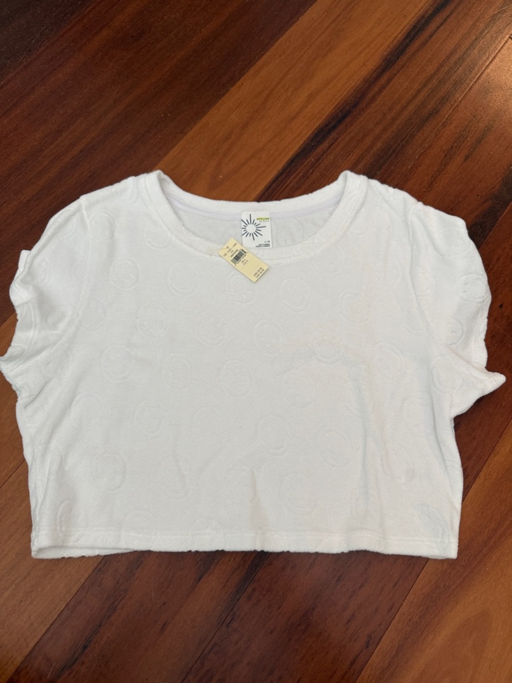 aerie White Short Sleeve Cropped Top